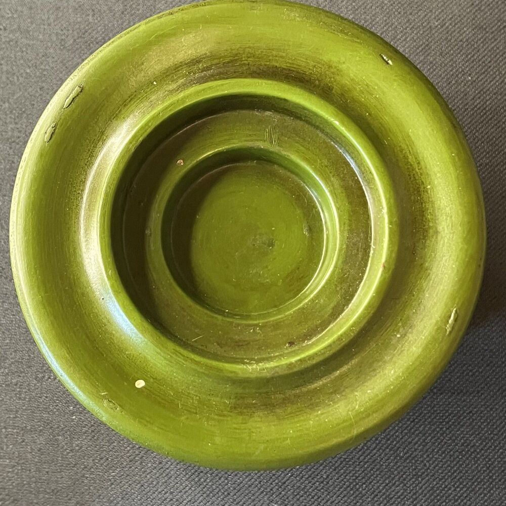Vintage Green Pillar Candle Holder Boho Parma Embossed Chunky 70s Decor Xmas - Picture 5 of 10